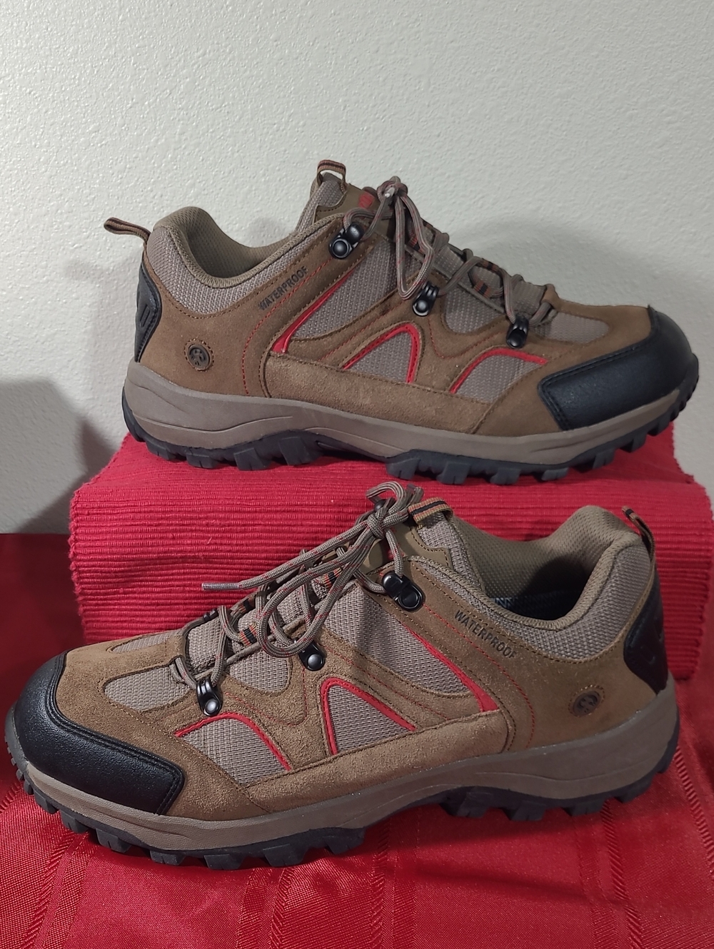Northside Snohomish  Waterproof Suede Brown and Red Men's Trail Shoes, US 12